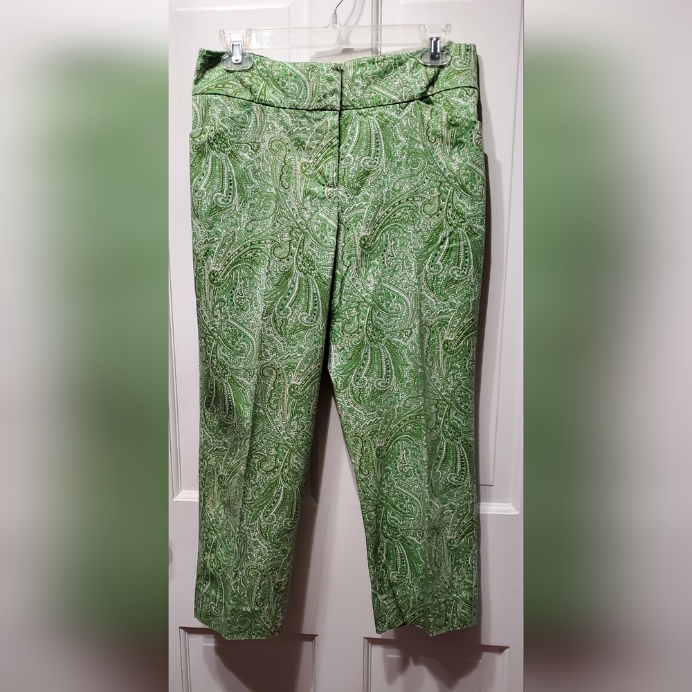 *final price* Talbots green paisley "Curvy" w/ vent pants sz 6P - Picture 2 of 9